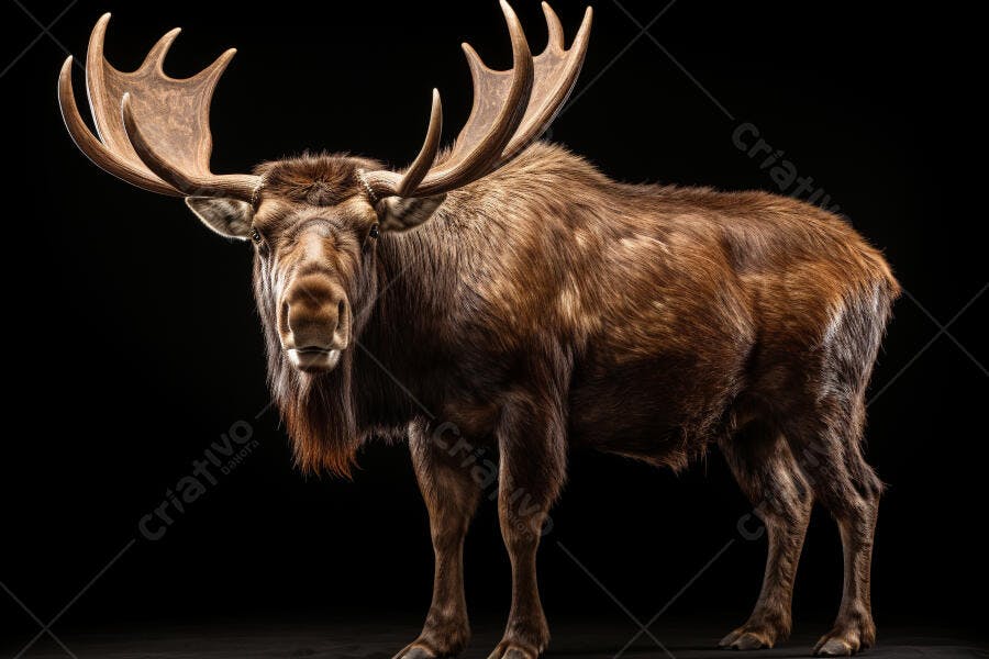 Alce macho imponente em fundo preto