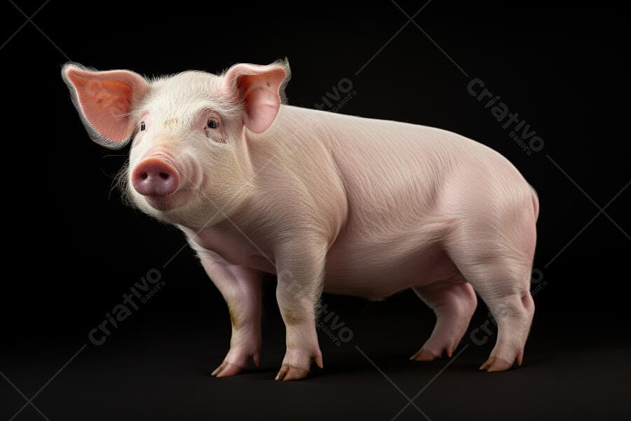 Porquinho rosa em fundo preto