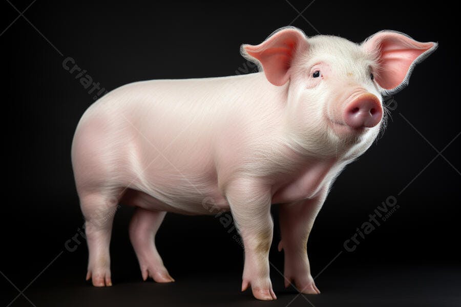 Porquinho rosa em fundo preto