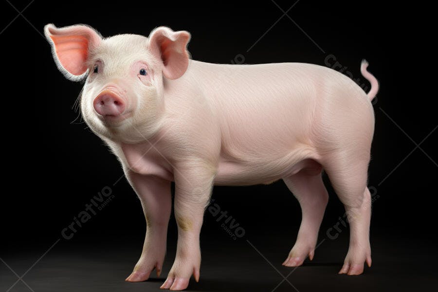 Porquinho rosa em fundo preto