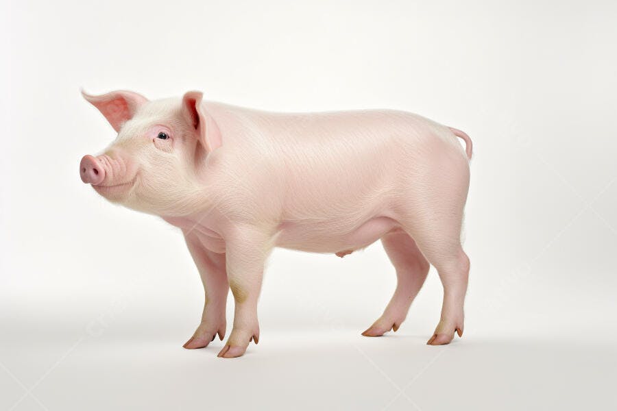 Porquinho rosa em fundo branco