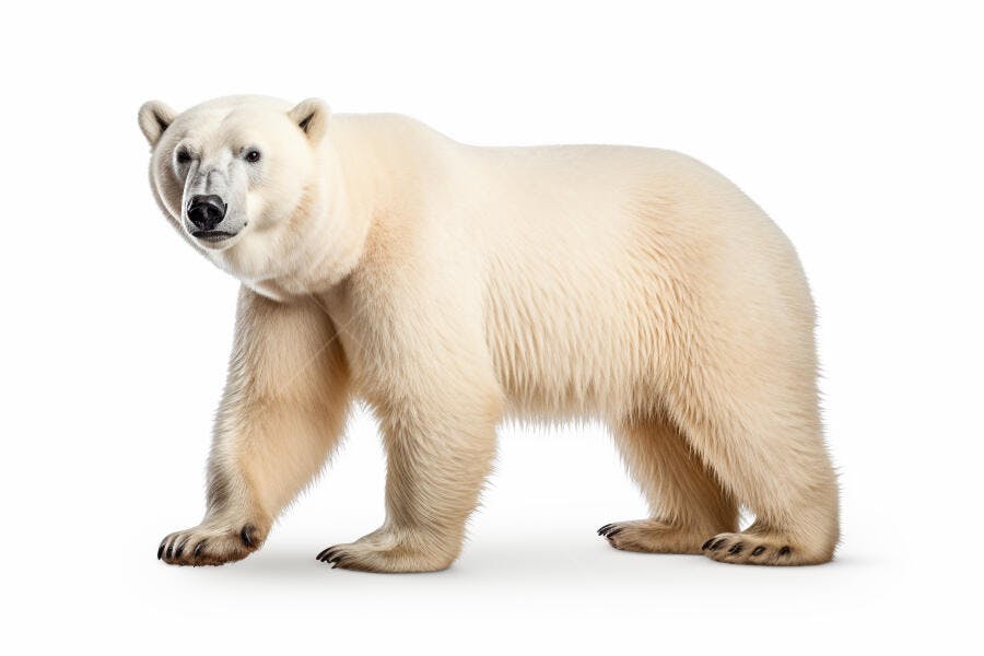 Urso Polar caminhando fundo branco