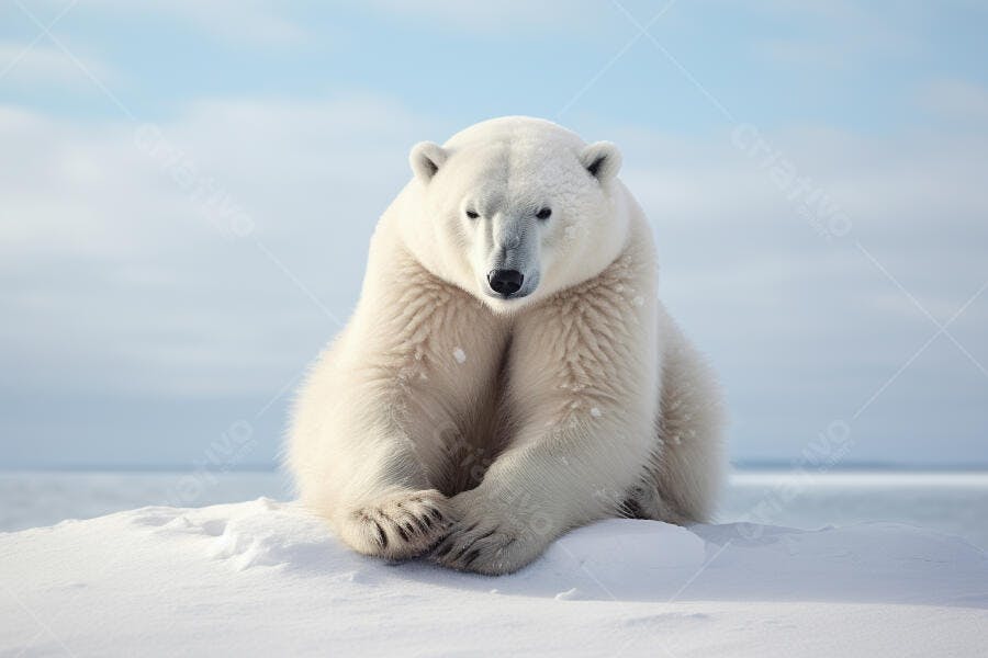 Urso Polar na Neve Ártica