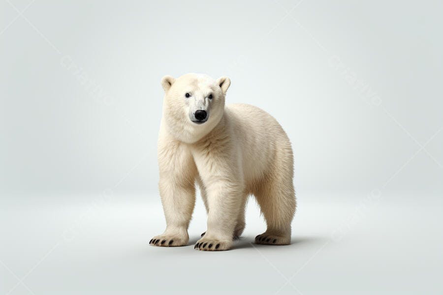 Urso Polar em fundo branco estúdio