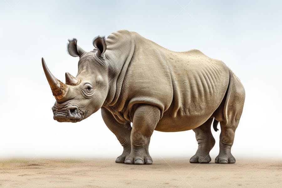 Rinoceronte branco na savana africana