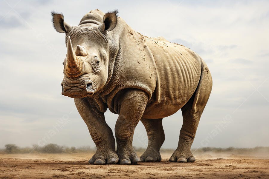 Rinoceronte branco na savana africana
