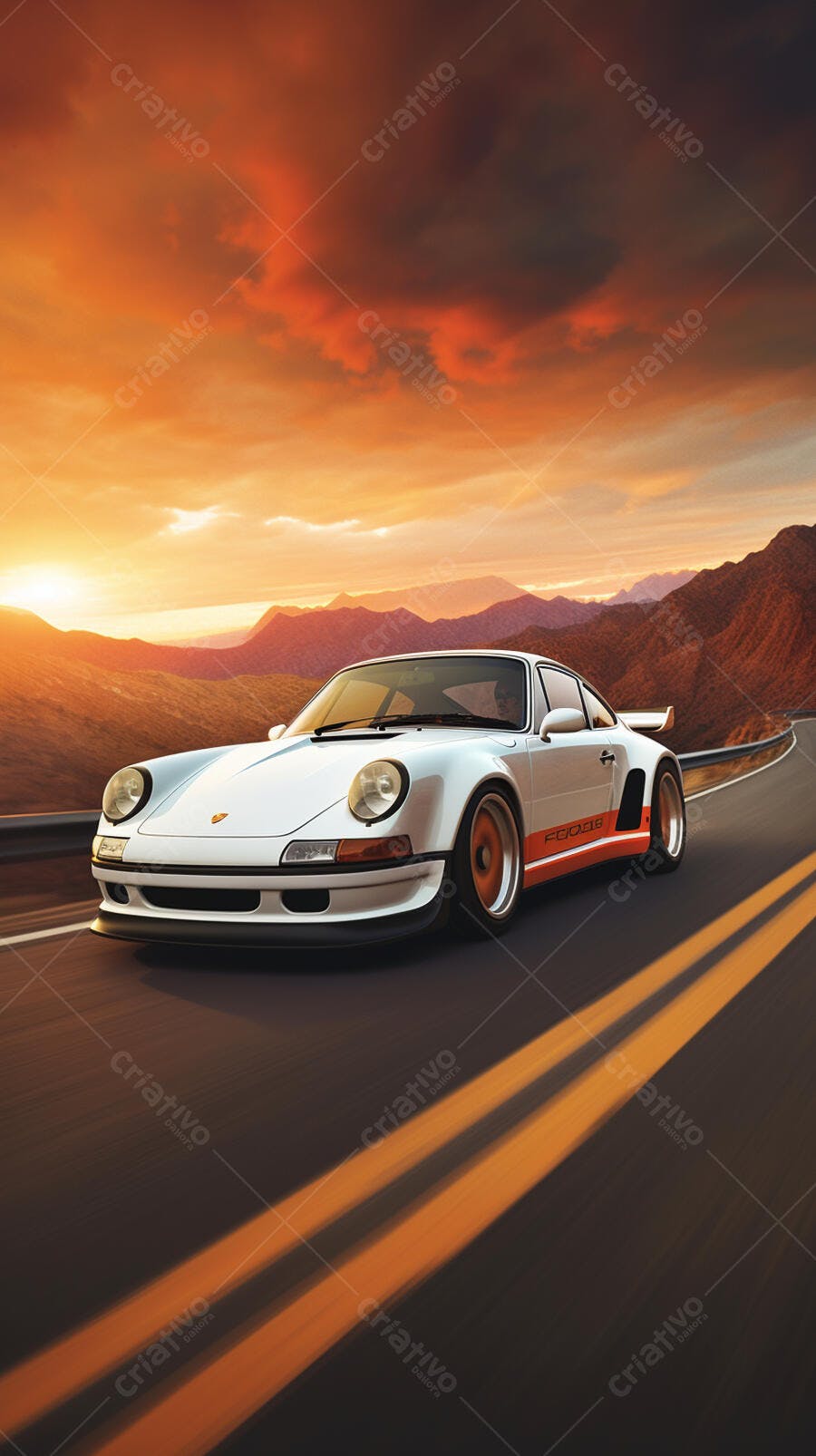 Porsche 911 Carrera RS no pôr do sol