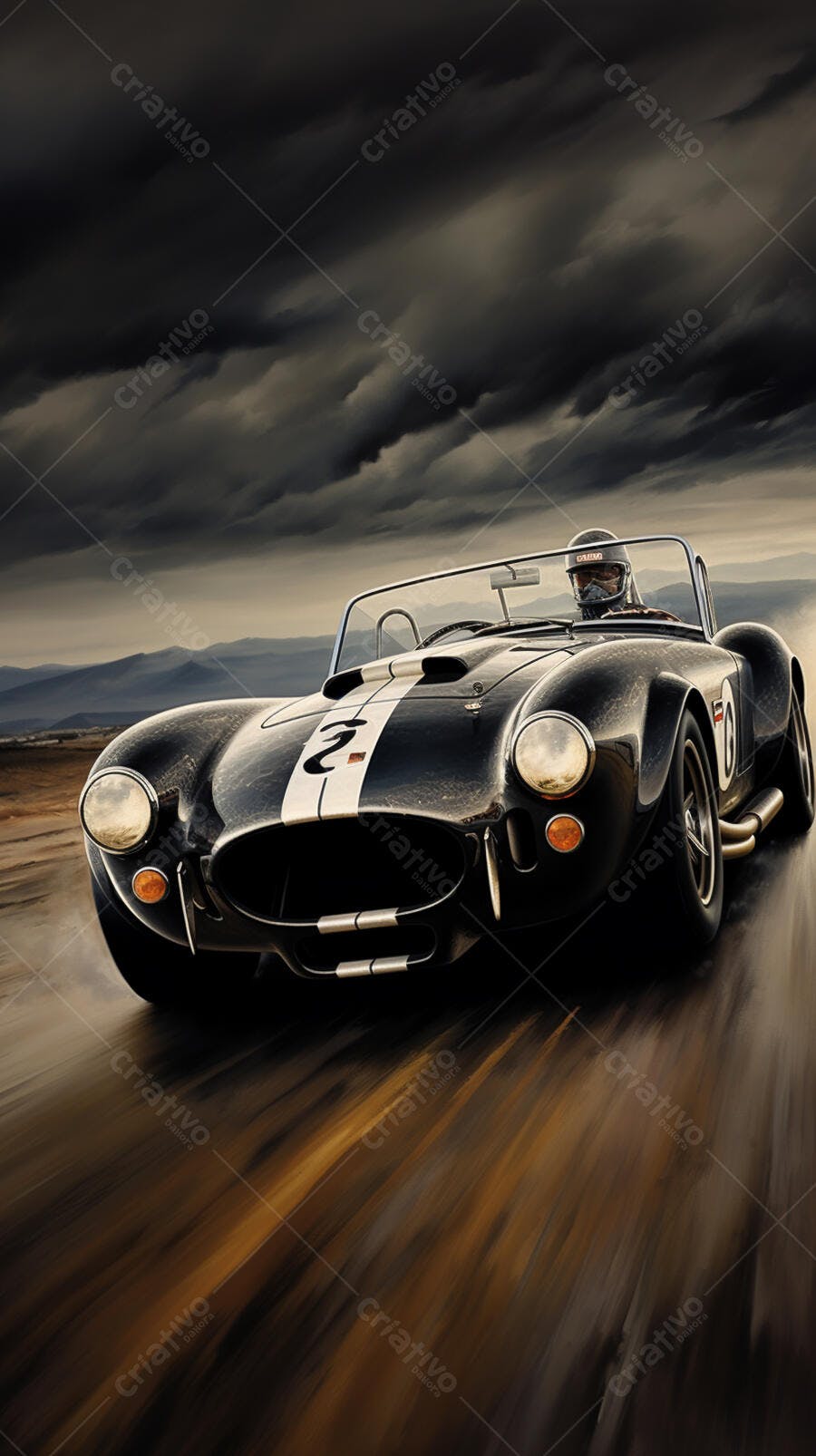 Shelby Cobra 427 em corrida sob tempestade
