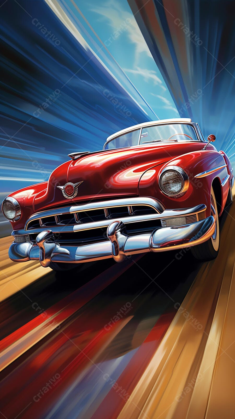 Cadillac vermelha em alta velocidade