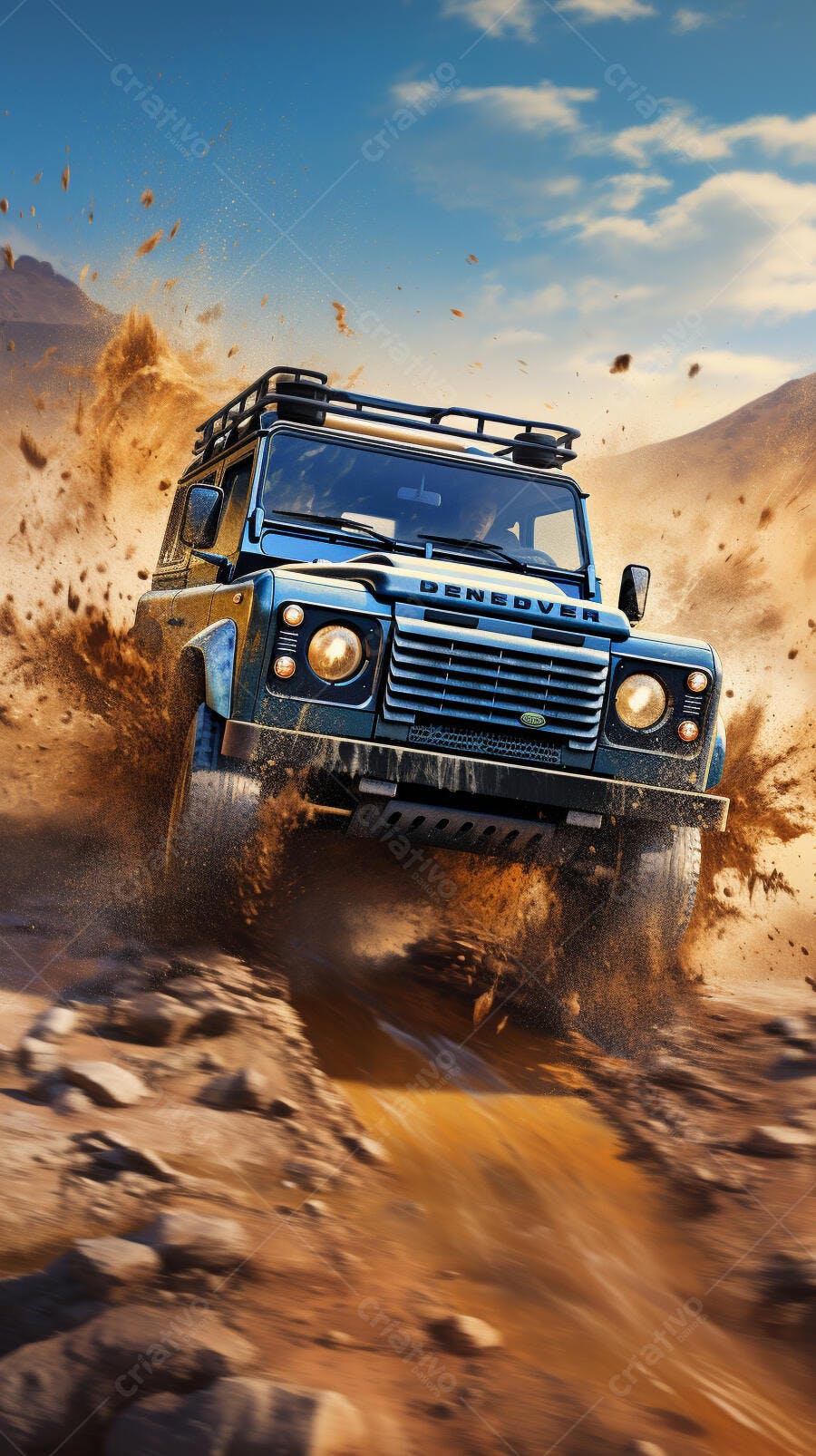 Land Rover Defender em trilha de terra