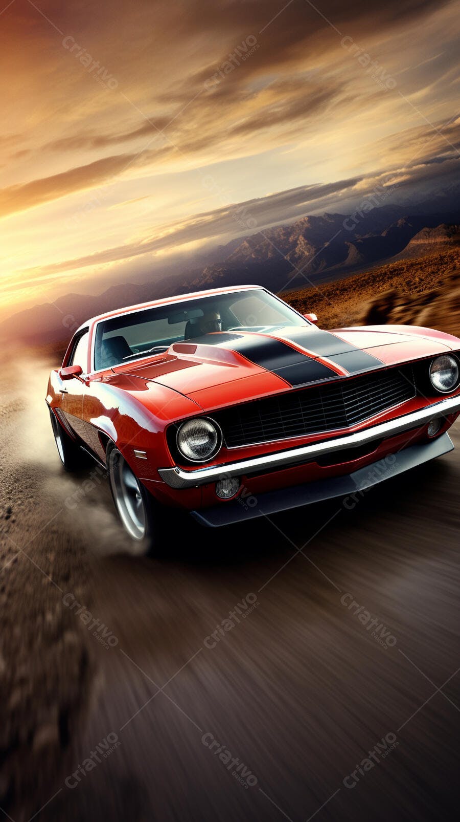 Muscle Car Vermelho Sunset Deserto