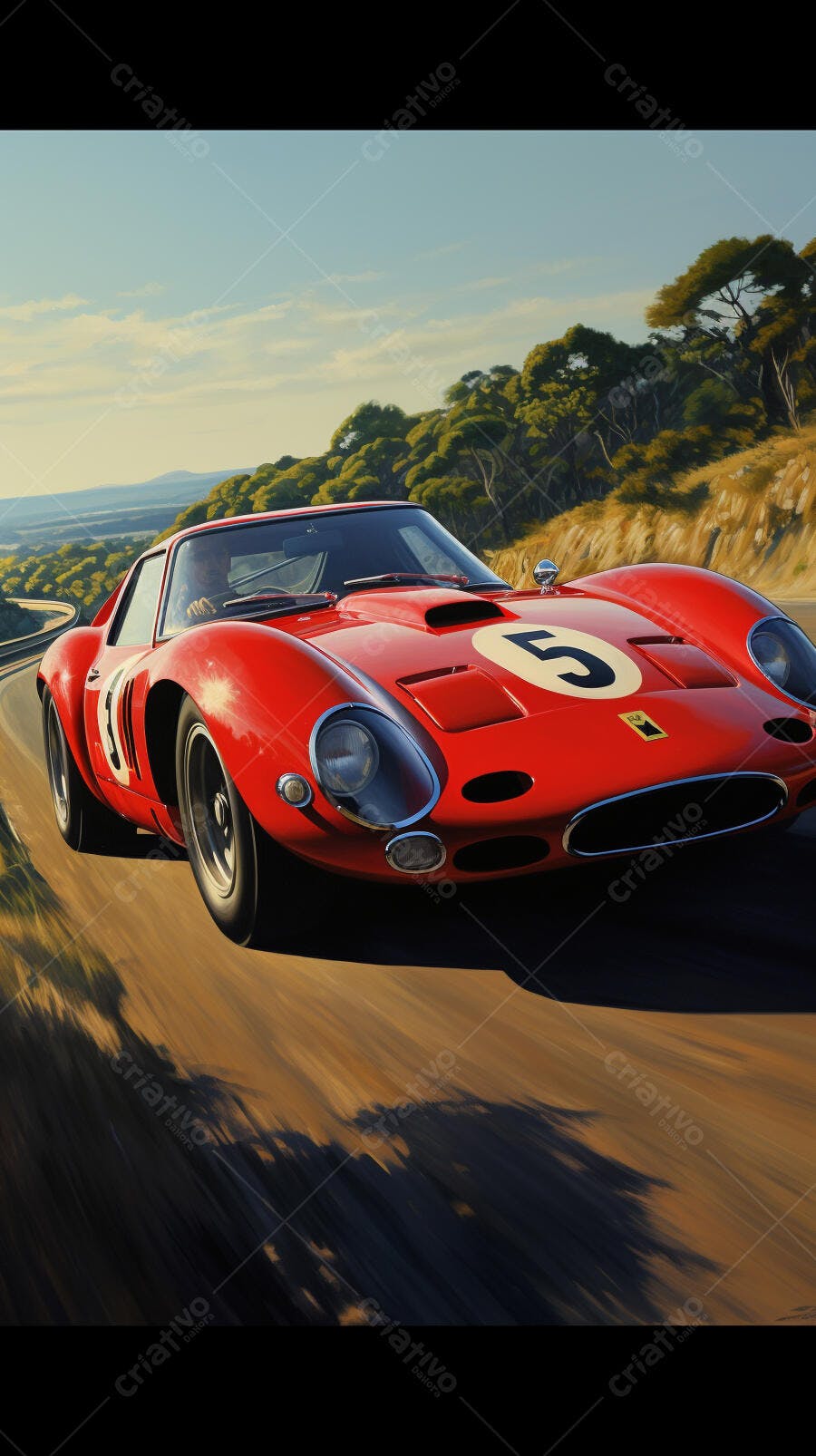 Ferrari vermelha em estrada sinuosa