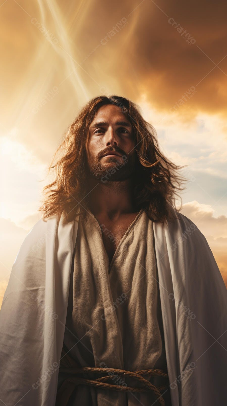 Jesus Cristo céu alaranjado