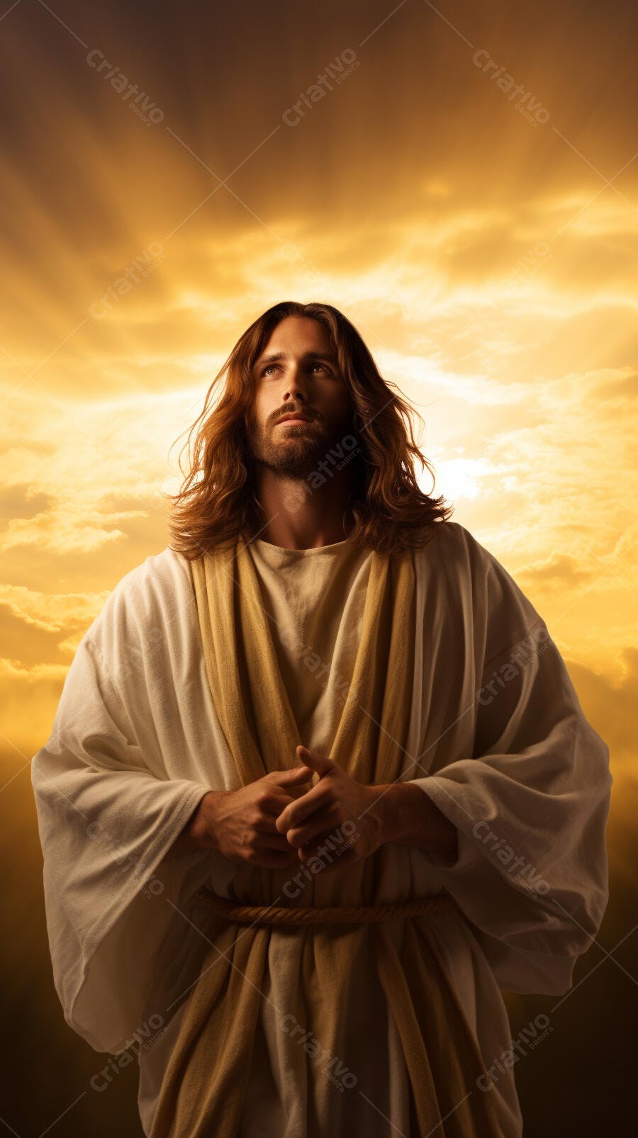 Jesus Cristo orando ao pôr do sol