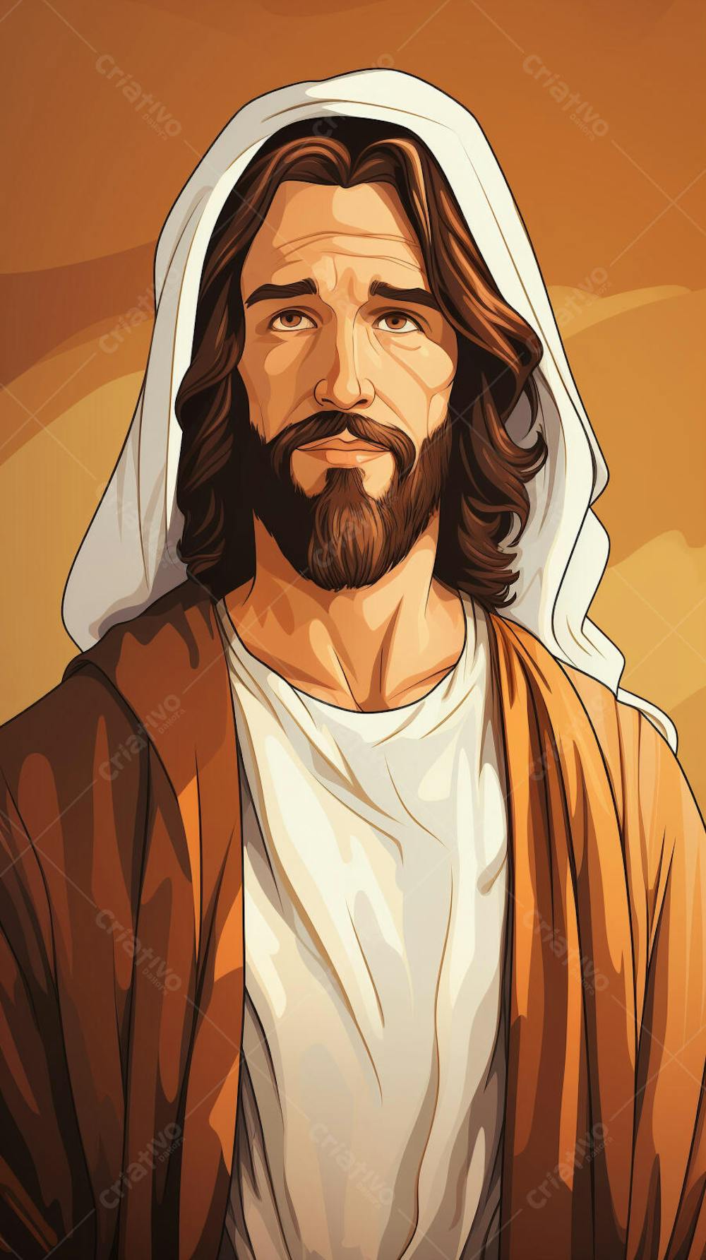 Retrato divino de Jesus com luz radiante ao fundo
