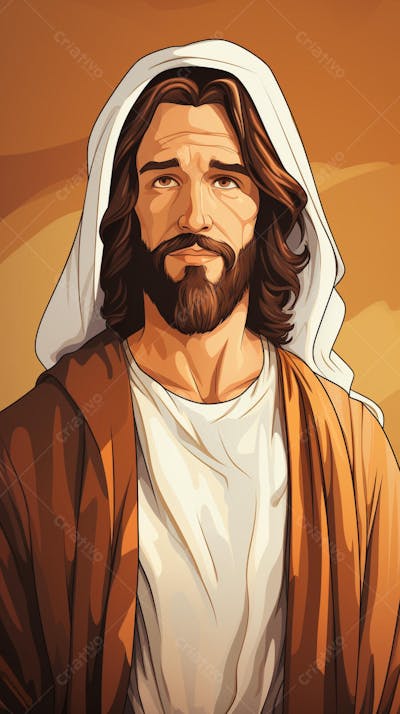 Retrato divino de Jesus com luz radiante ao fundo