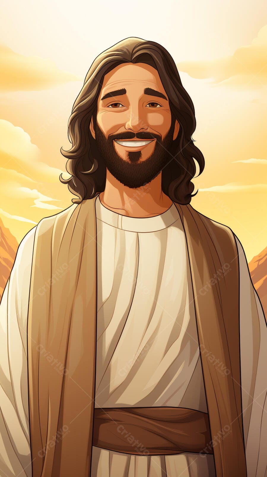 Jesus Cristo retrato sorrindo fundo dourado