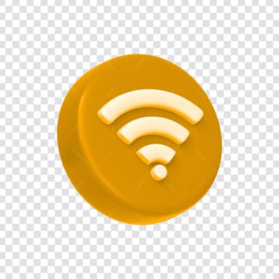 PNG Icon 3D Wifi Cor Laranja Lado Diagonal círculo