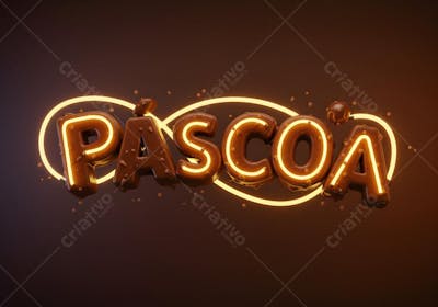 Render de Selo 3D Páscoa Neon