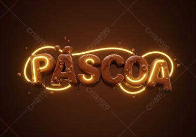 Render de Selo 3D Páscoa Luzes Neon