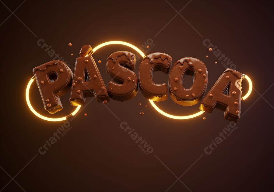 Chocolate Pascoa letras 3D