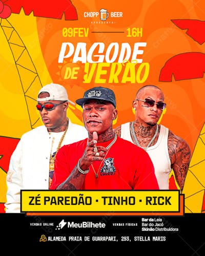 CARD FLYER EVENTO PAGODE DE VERÃO PSD EDITÁVEL