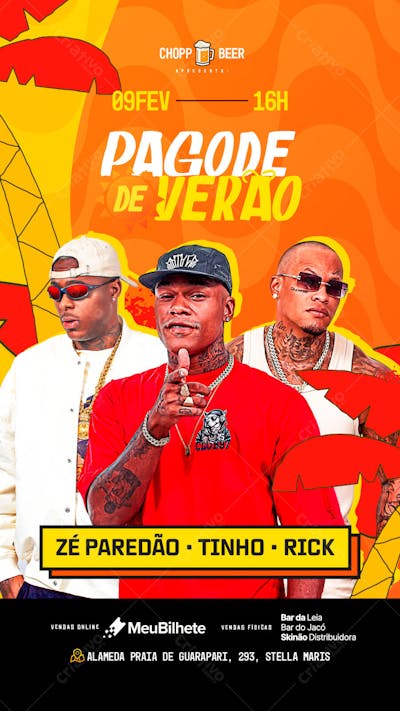 CARD FLYER EVENTO PAGODE DE VERÃO PSD EDITÁVEL