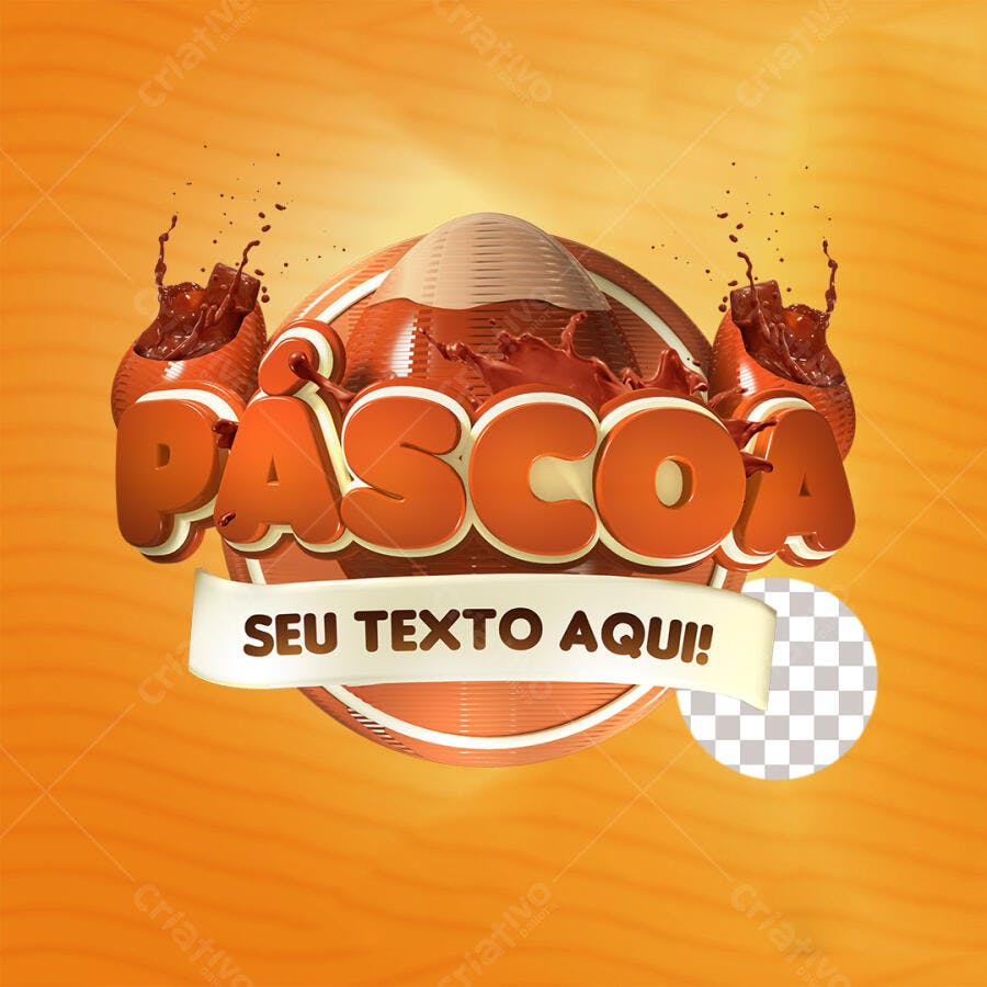 Selo 3D Páscoa Chocolate Laranja