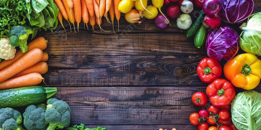 Legumes frescos variedade cores madeira