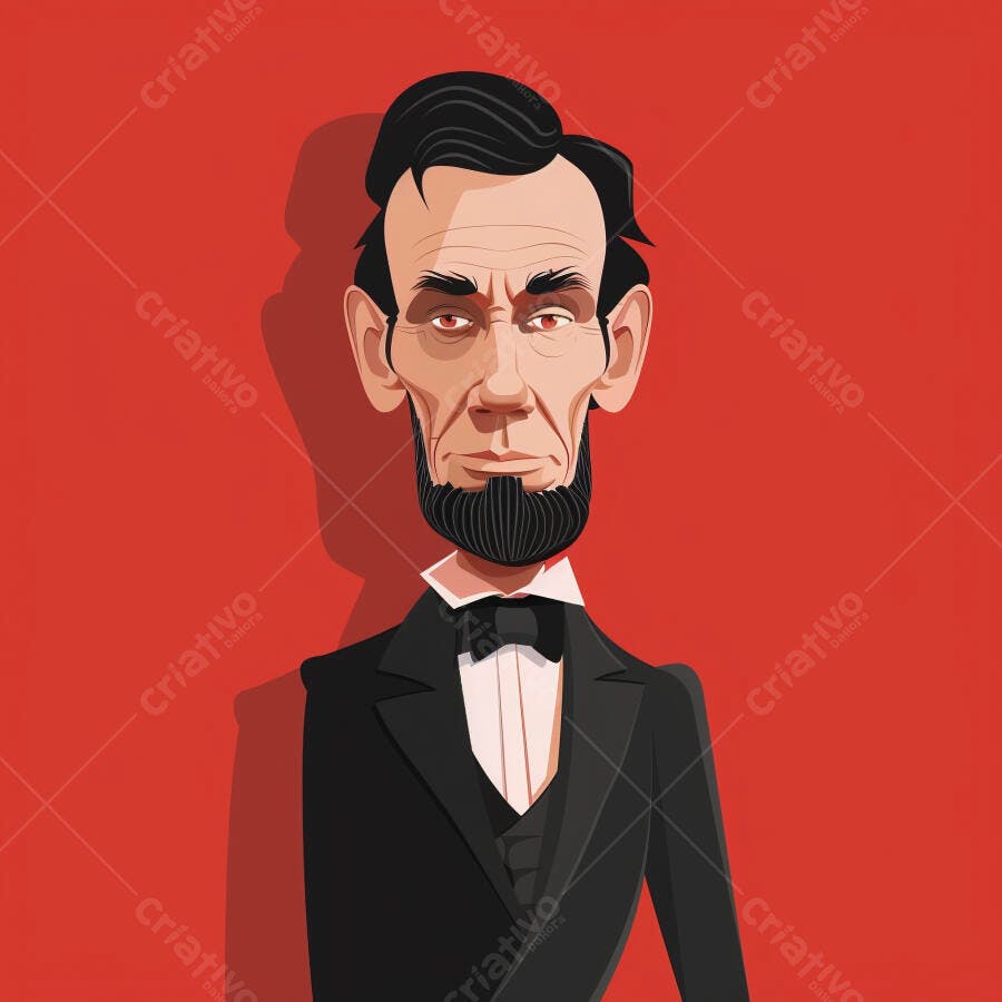 Caricatura de Abraham Lincoln em fundo vermelho
