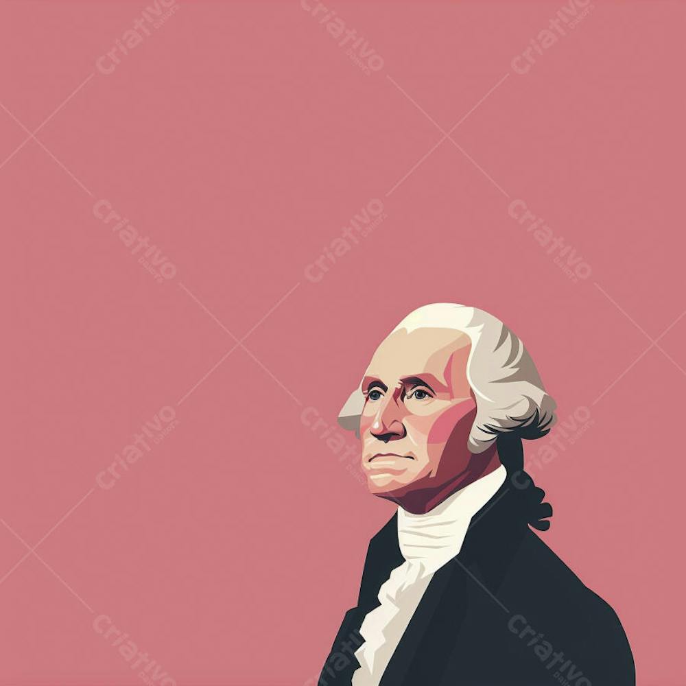 Retrato estilizado de George Washington em arte vetorial