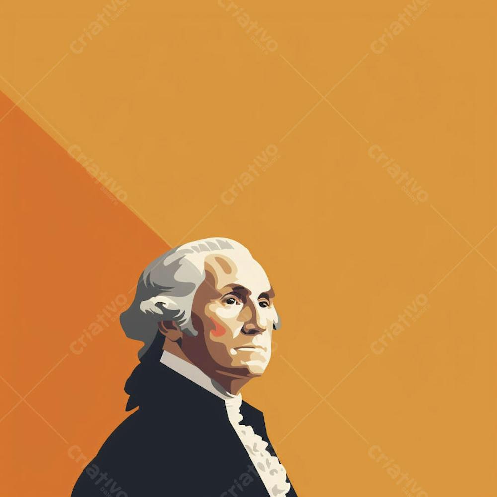 Retrato estilizado de George Washington em arte vetorial