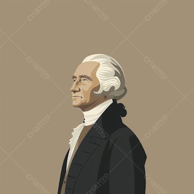 Retrato estilizado de George Washington em arte vetorial