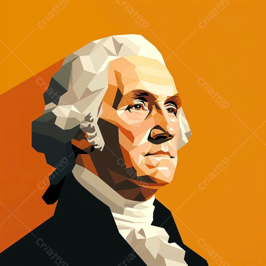 Retrato estilo low poly de George Washington