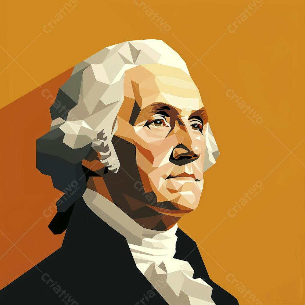 Retrato estilizado de George Washington em arte vetorial