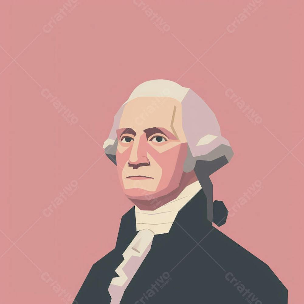 Retrato estilizado de George Washington em arte vetorial