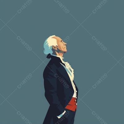 Retrato estilizado de George Washington em arte vetorial
