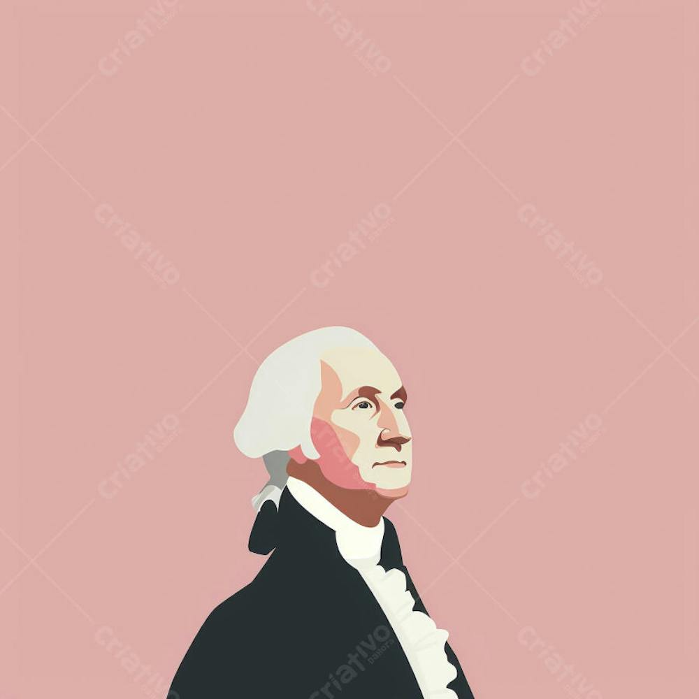 Retrato estilizado de George Washington em arte vetorial