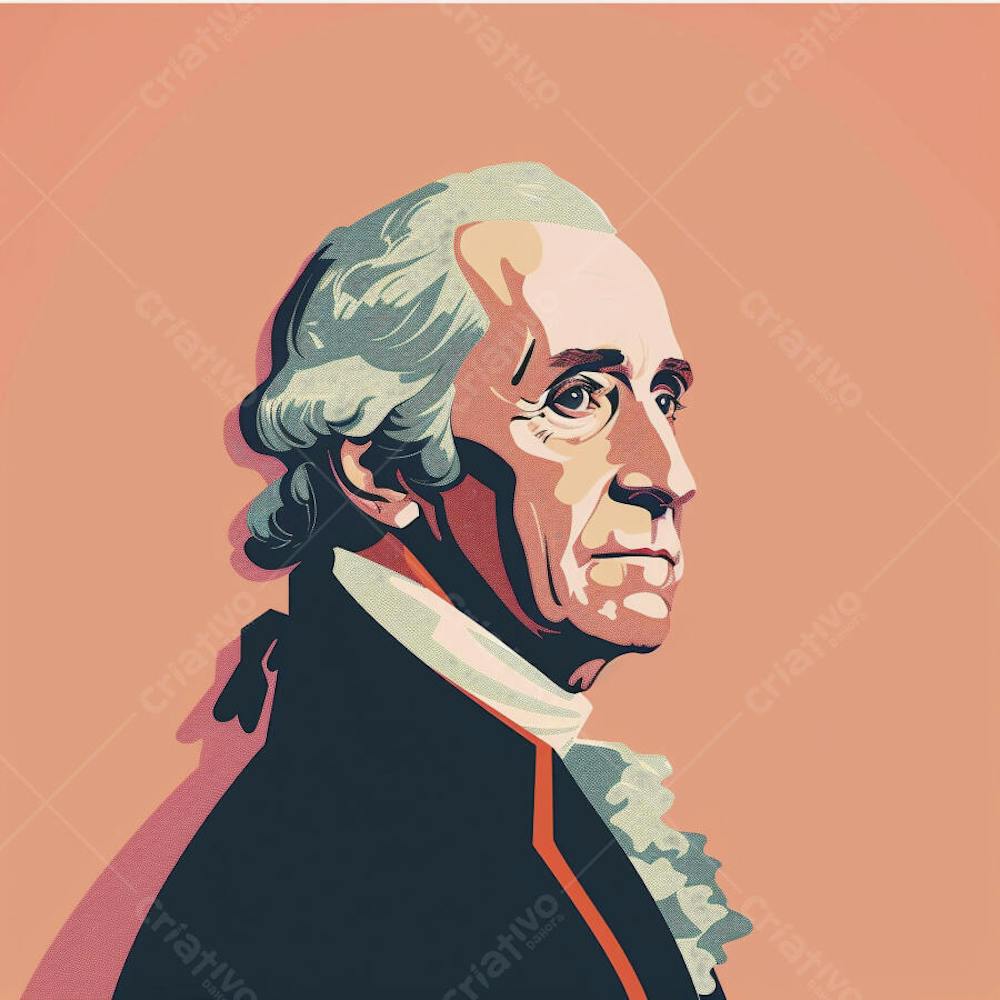 Retrato estilizado de George Washington em arte vetorial