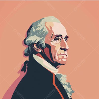 Retrato estilizado de George Washington em arte vetorial