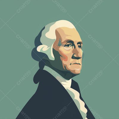 Retrato estilizado de George Washington em arte vetorial