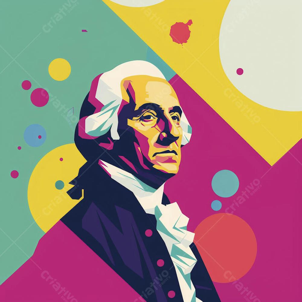 Retrato estilizado de George Washington em arte vetorial