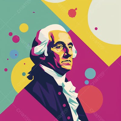 Retrato estilizado de George Washington em arte vetorial