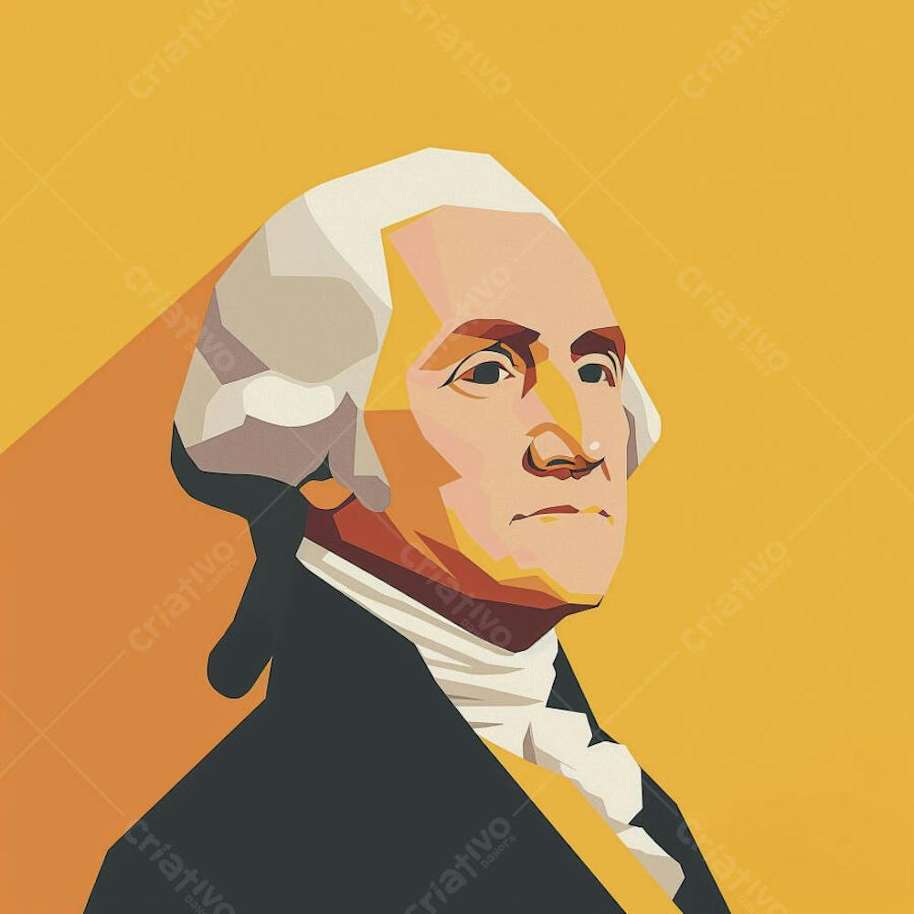Retrato estilizado de George Washington em arte vetorial