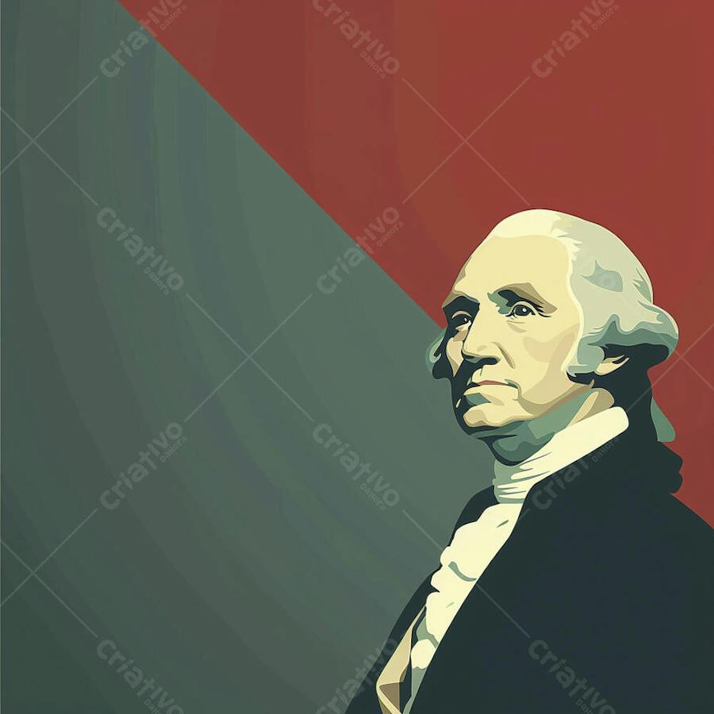 Retrato estilizado de George Washington em arte vetorial