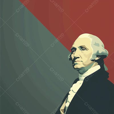 Retrato estilizado de George Washington em arte vetorial