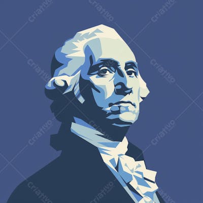 Retrato estilizado de George Washington em arte vetorial