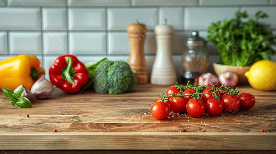 Tomates cereja frescos na cozinha