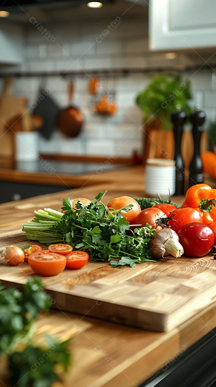 Ingredientes frescos para salada na cozinha