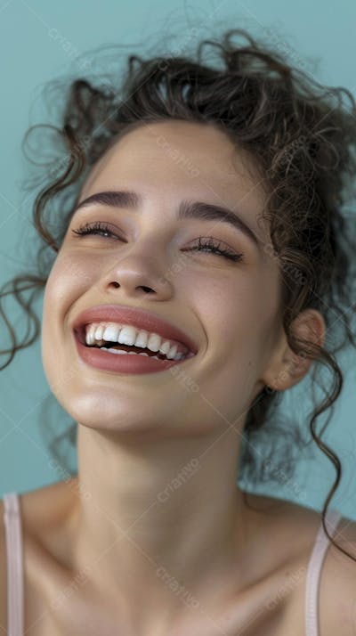 Retrato de uma mulher sorridente em fundo verde